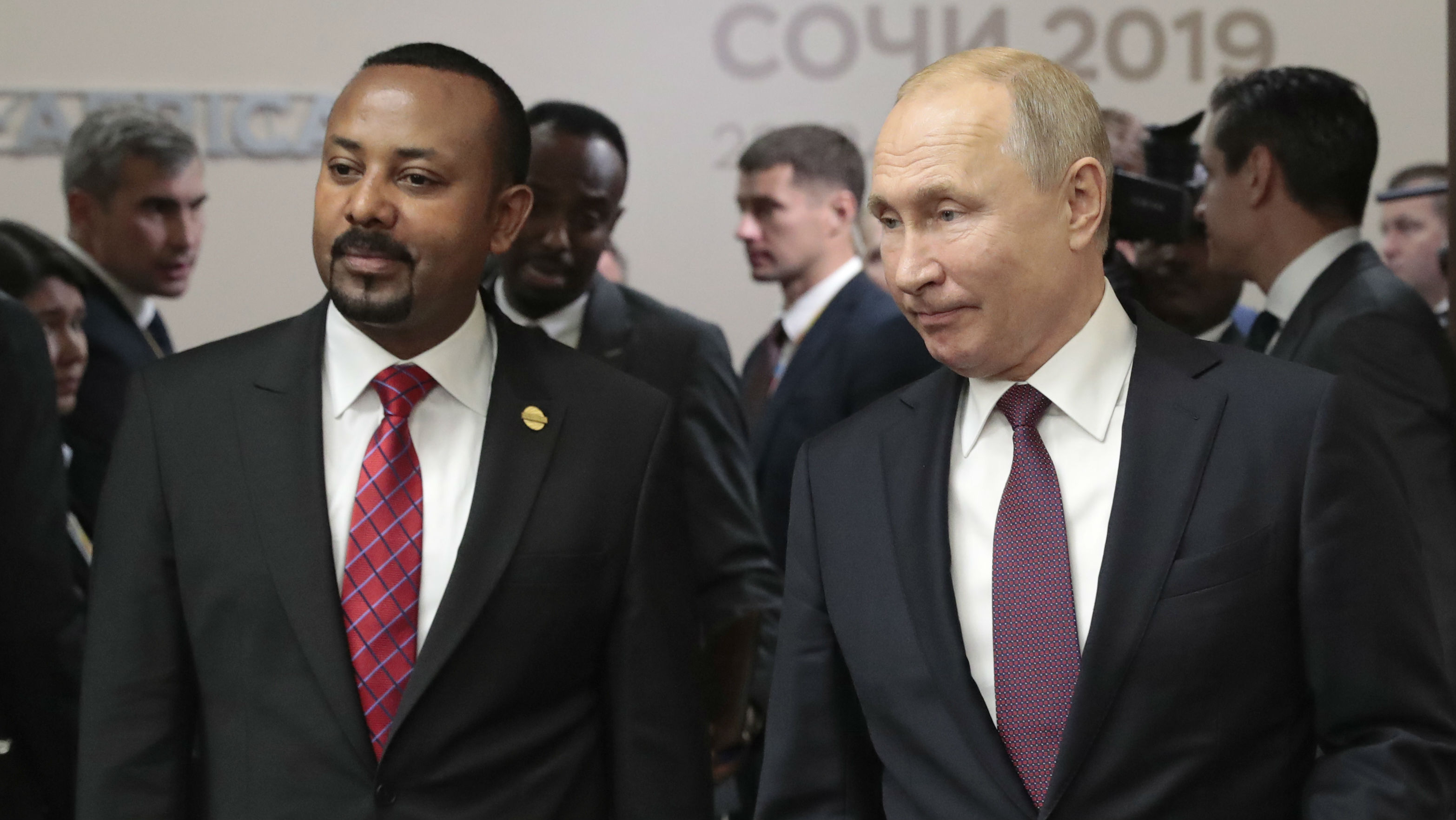 Vladimir Putin and Abiy Ahmed