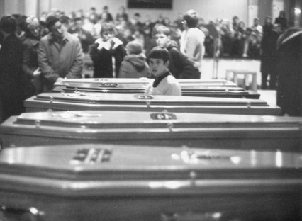 Coffins of the victims after Bloody Sunday