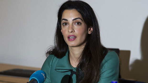 Lawyer Amal Alamuddin pictured during a press conference in London