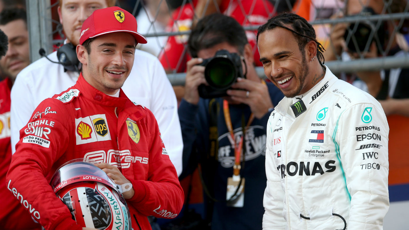 Ferrari’s Charles Leclerc and Mercedes driver Lewis Hamilton 