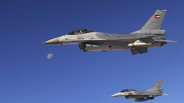 Jordanian F16 planes from the Royal Air Force 