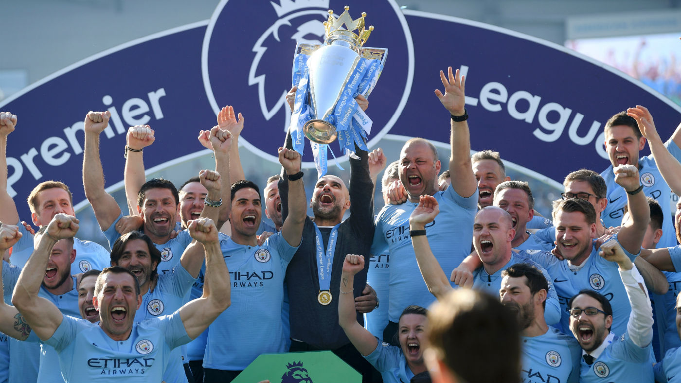 Man City manager Pep Guardiola will hope to be celebrating a third successive Premier League title
