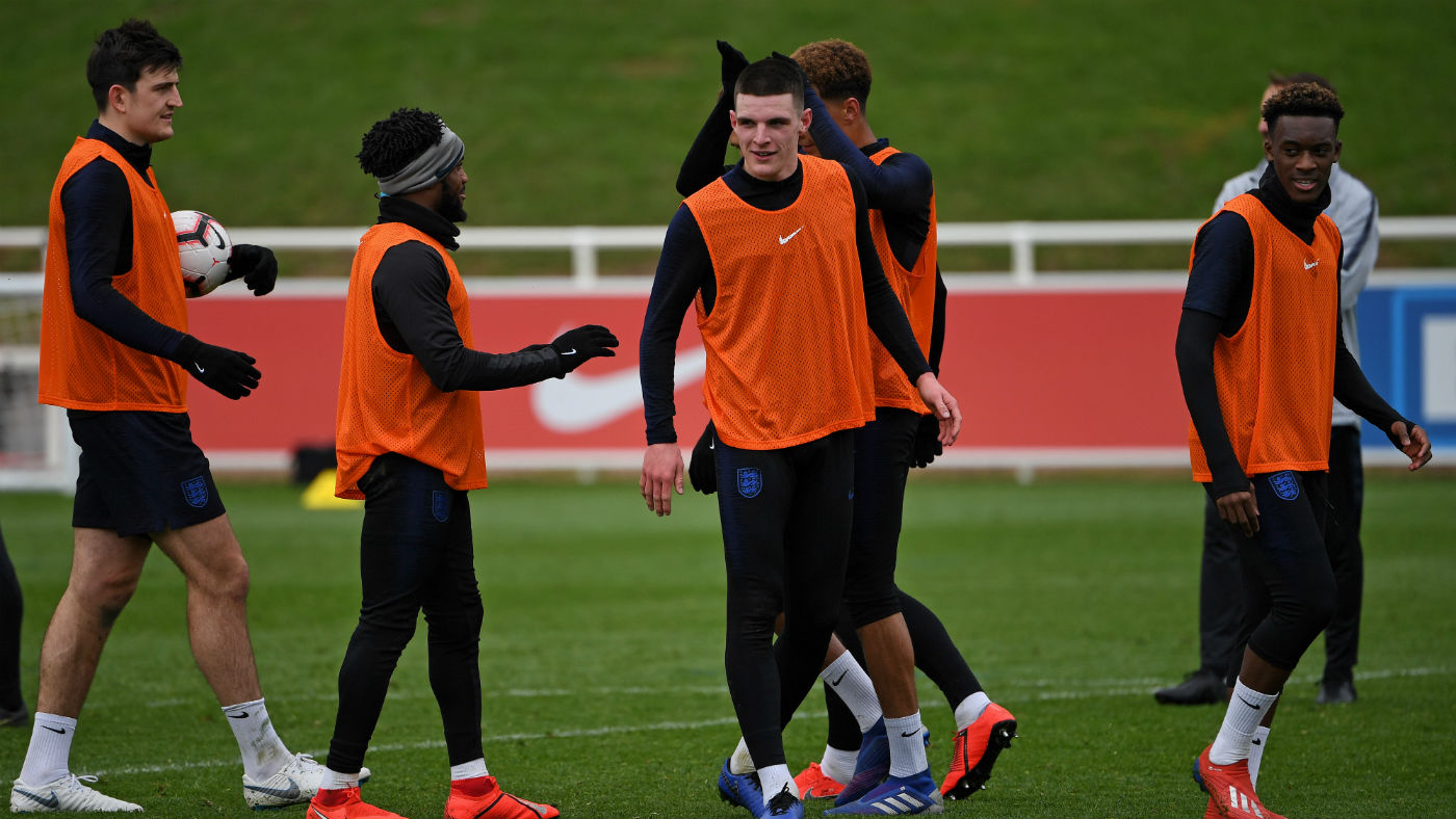 England players train ahead of the Euro 2020 qualifying match against the Czech Republic