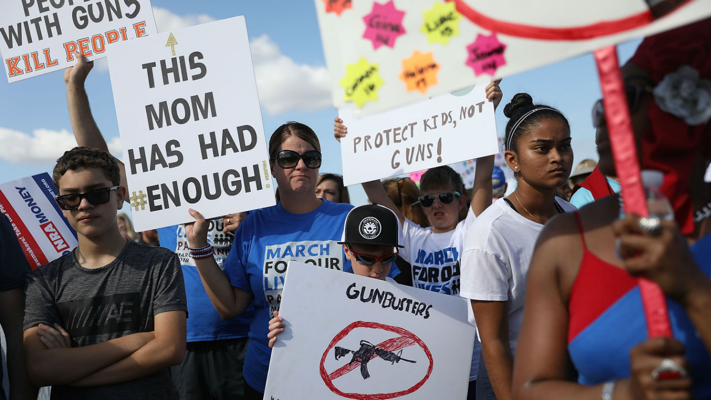 Protesters call for gun control in Florida in the wake of the Parkland school shooting