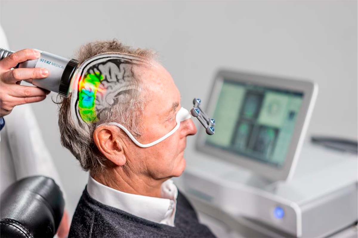 NeuroPulse Transcranial Pulse Stimulation treatment being applied to patient