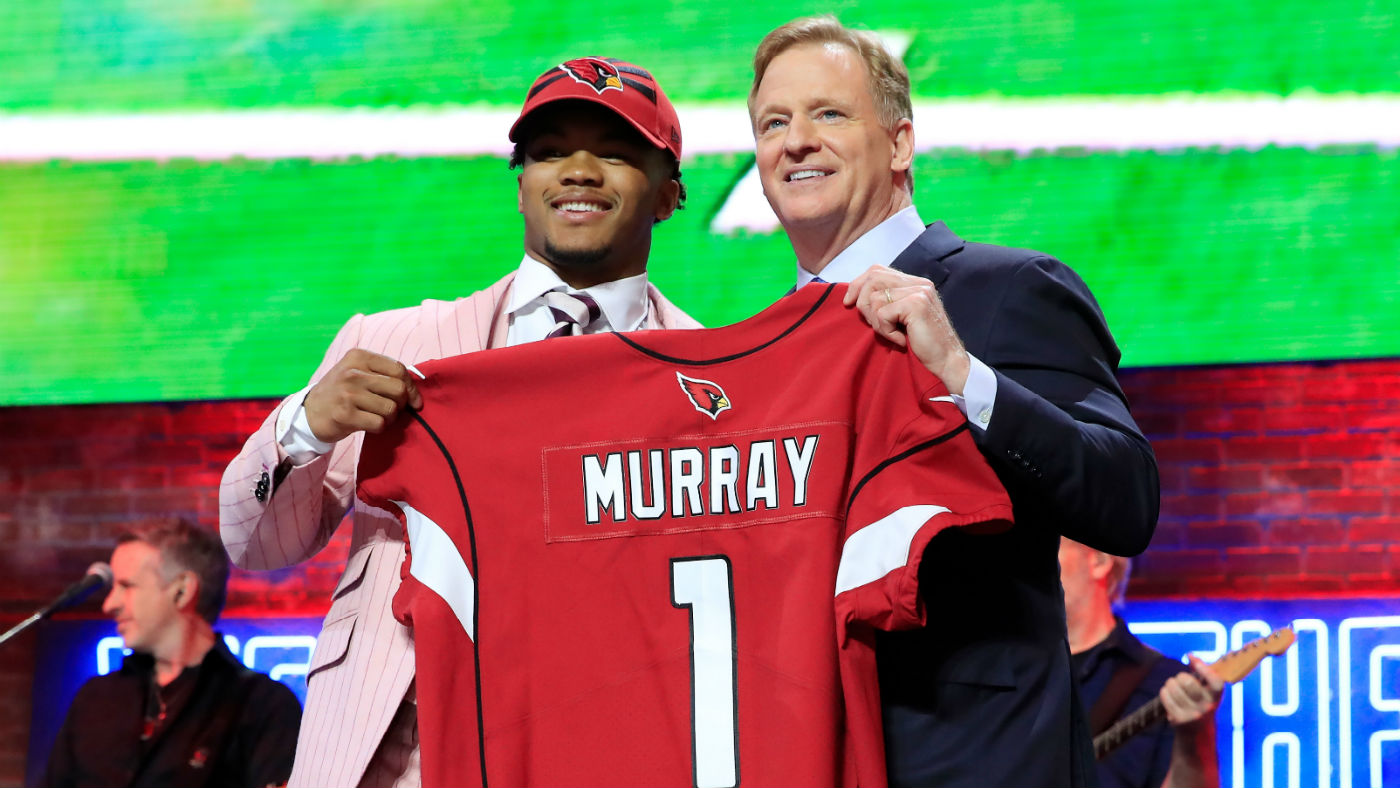 Kyler Murray with NFL commissioner Roger Goodell after being announced as the first pick in the first round of the NFL Draft
