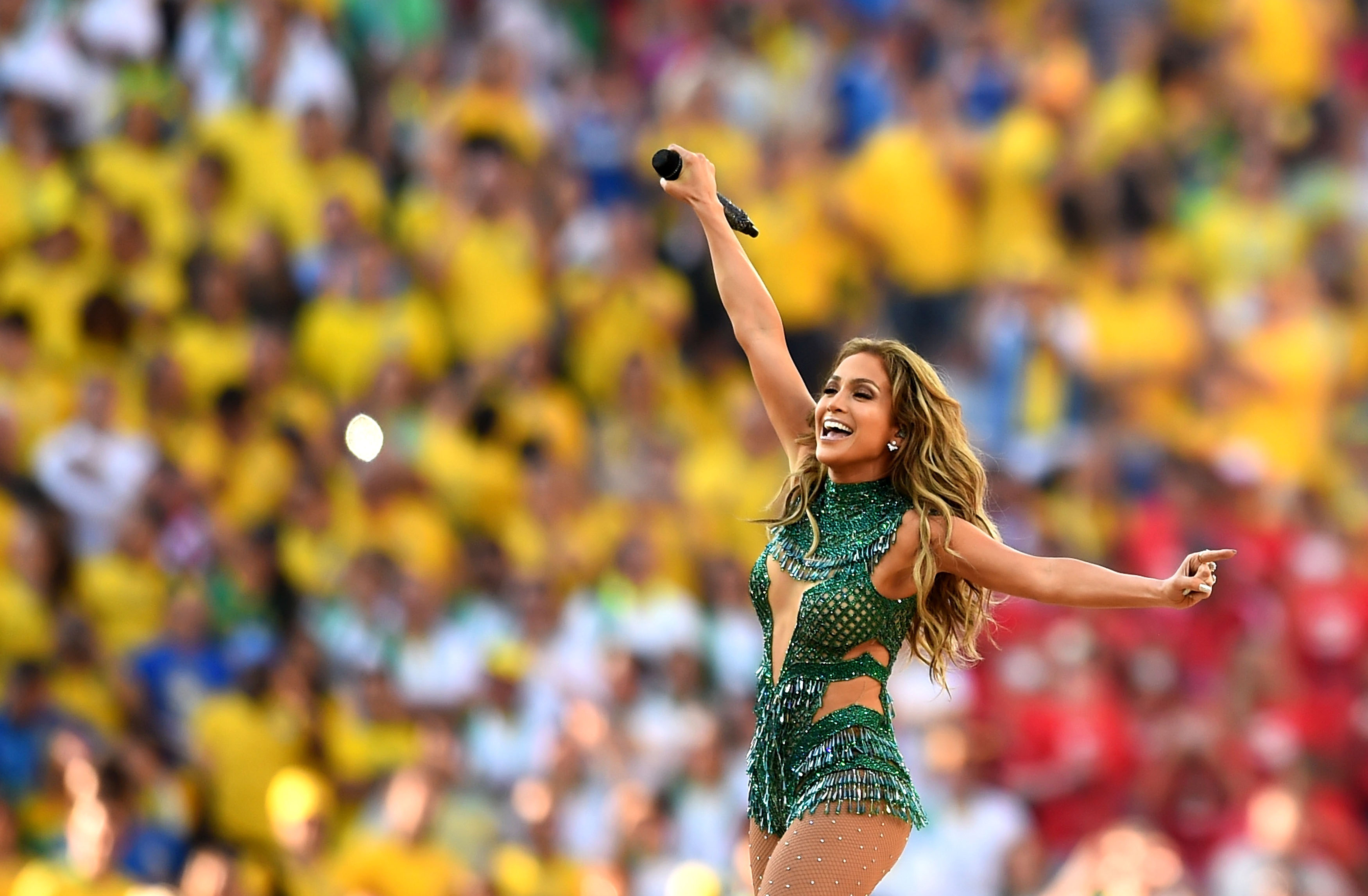 Jennifer Lopez performs at the opening ceremony of the World Cup