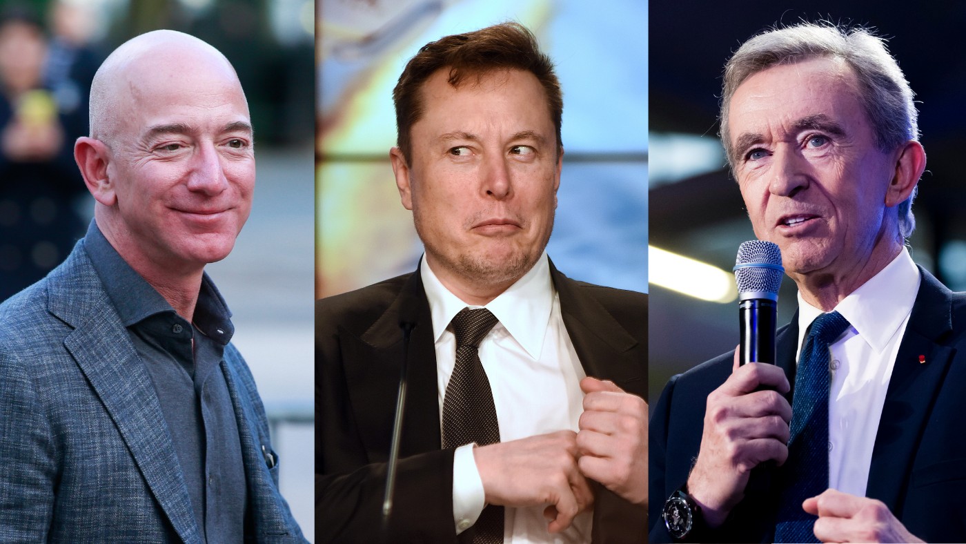 Jeff Bezos, Elon Musk and Bernard Arnault  