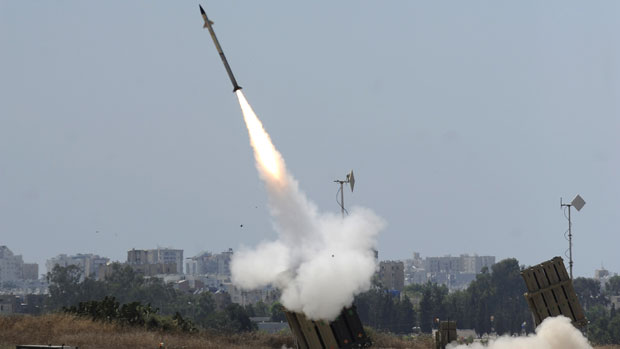 A missile is launched by an &#039;Iron Dome&#039; battery in the Gaza strip