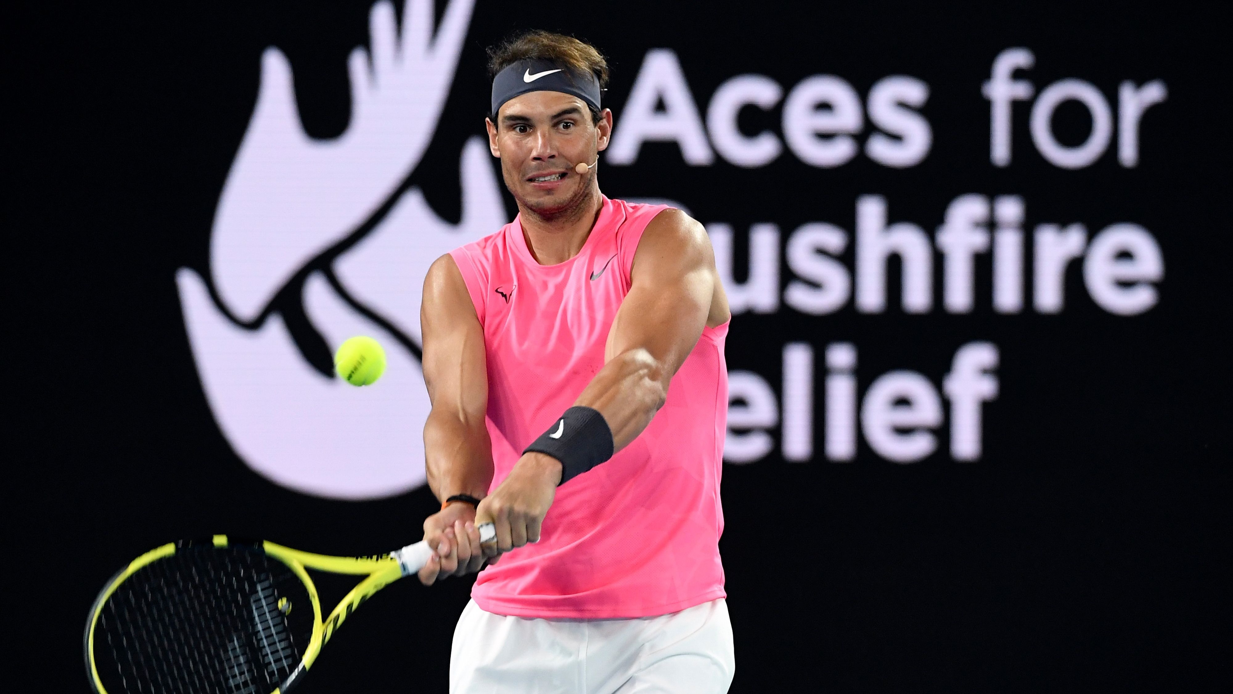 Rafa Nadal takes part in a bushfire relief fundraiser ahead of the Australian Open