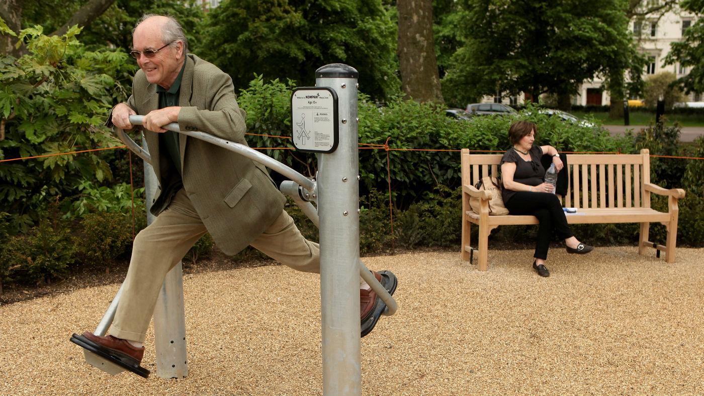 Pensioners exercise in London&#039;s first purpose built &#039;Senior Playground&#039; in Hyde Park