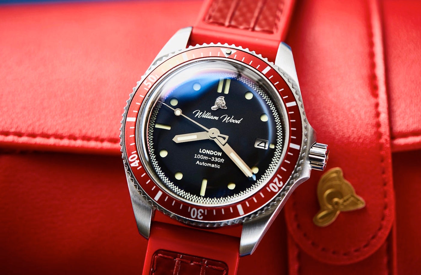 William Wood Valiant Red London Watch with Seiko movement; £695