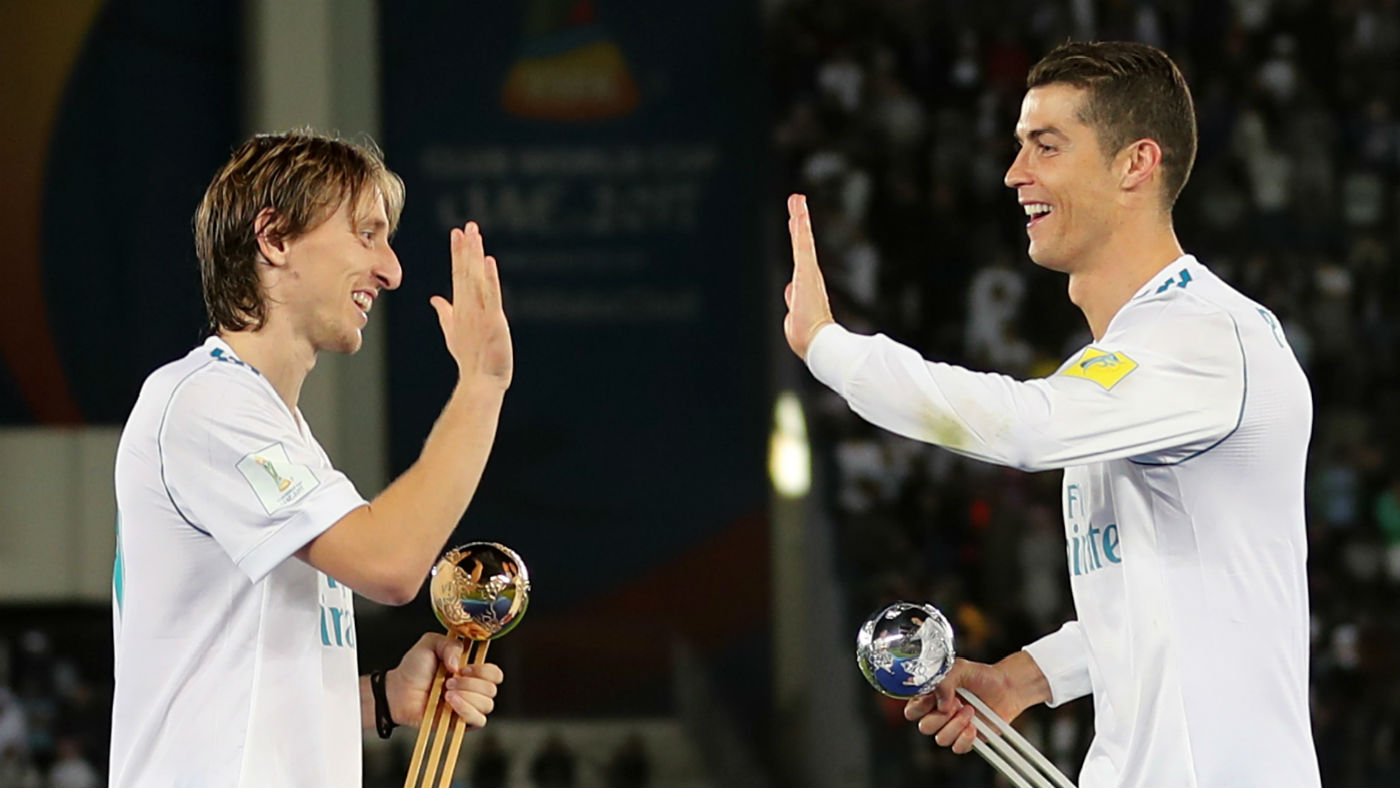 Luka Modric with his former Real Madrid teammate Cristiano Ronaldo