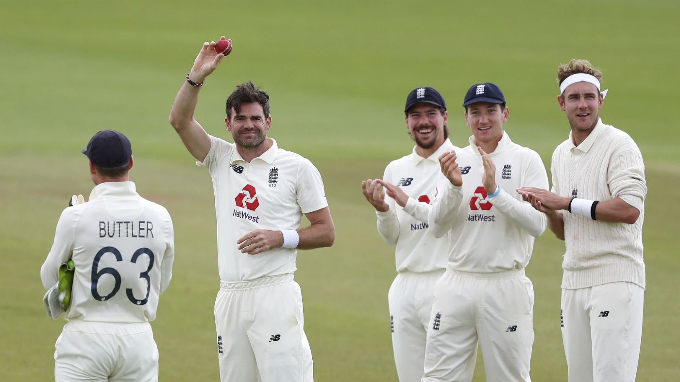 England bowler James Anderson celebrates taking his 600th Test wicket  