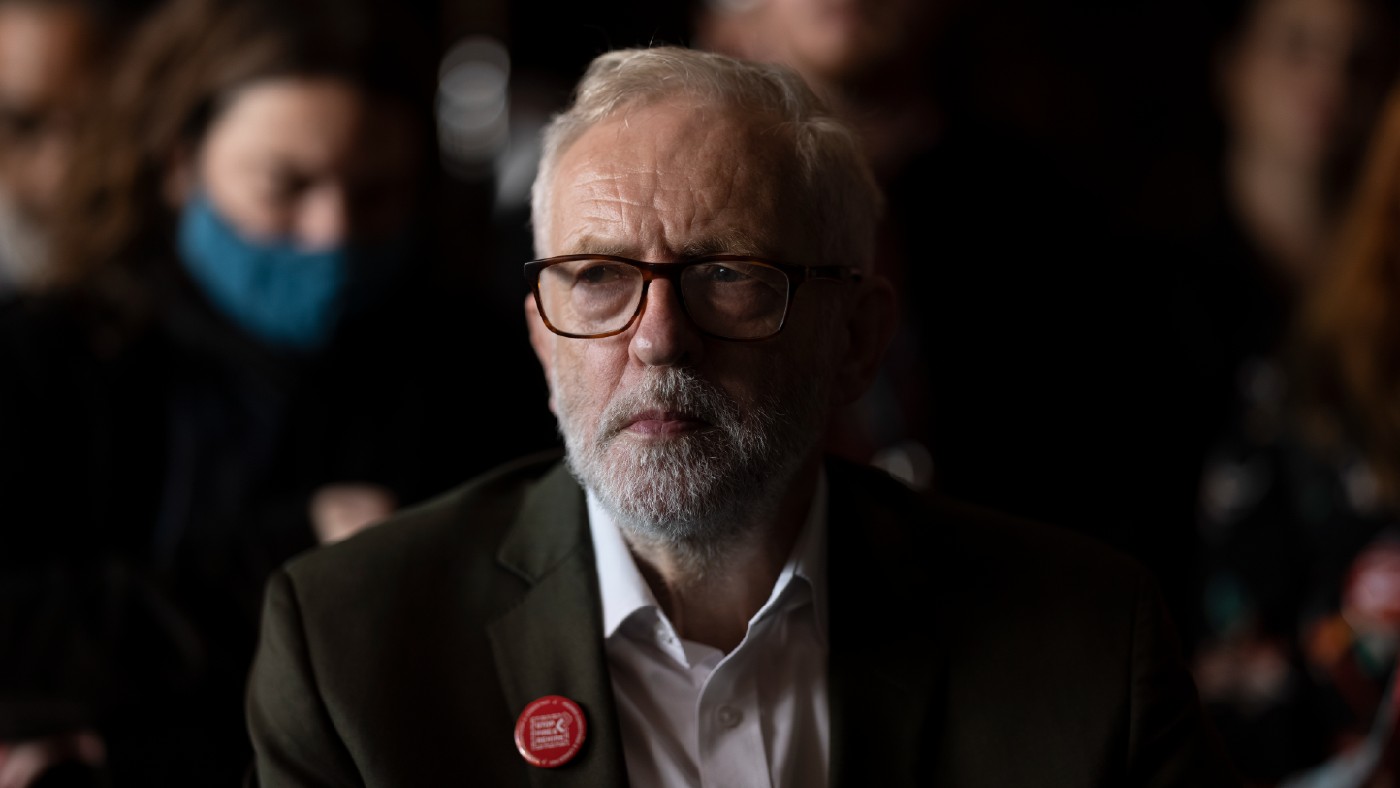 Jeremy Corbyn at a fringe meeting during the Labour Party conference on 28 September 2021