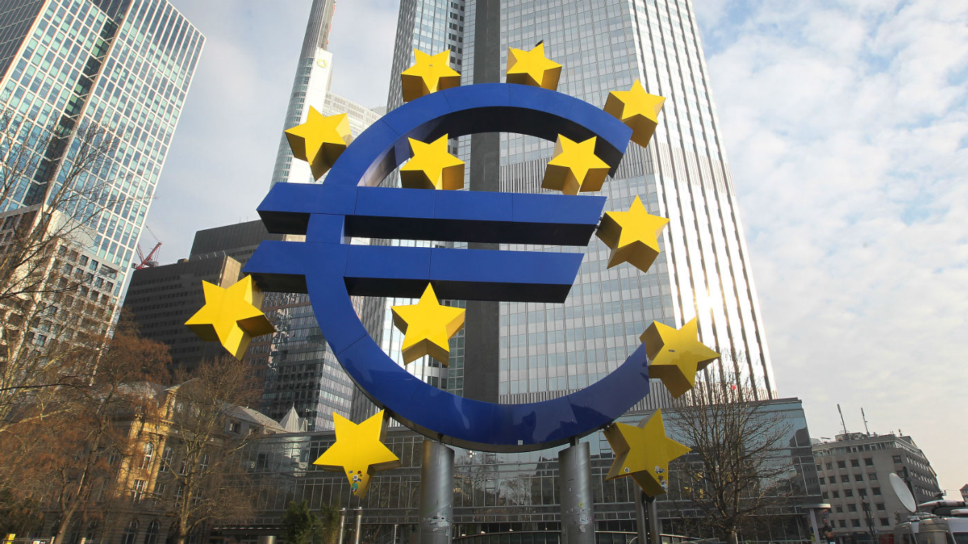  The Euro logo in front of the former headquarter of the European Central Bank in Frankfurt