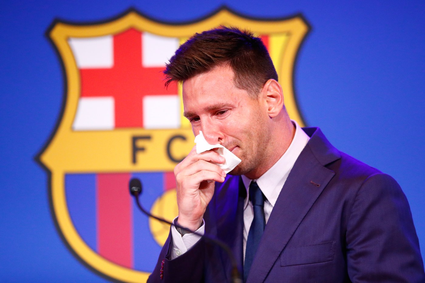 A tearful Lionel Messi