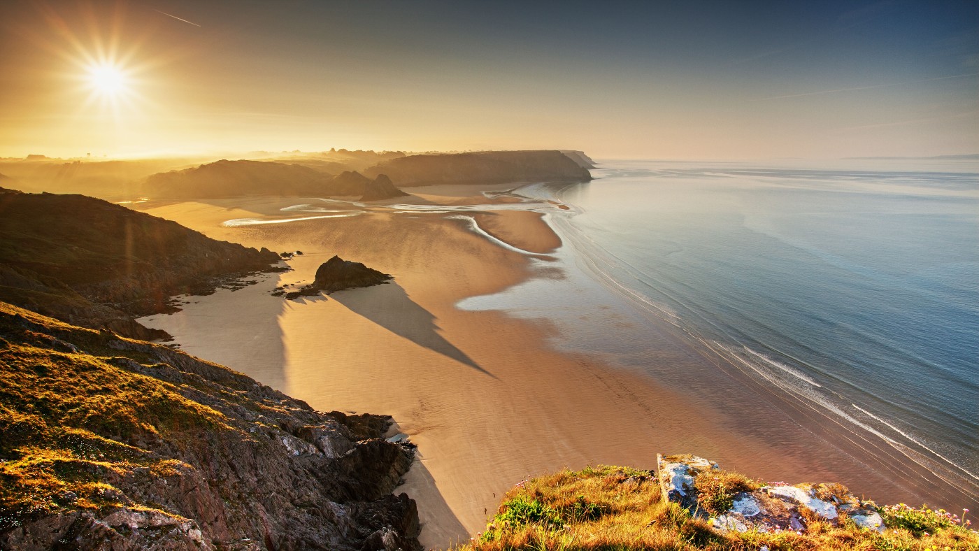 Three Cliffs Bay from Penmaen Burrows, Gower, Wales