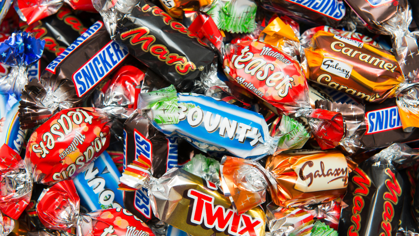 Mix of chocolates inside a Celebrations box