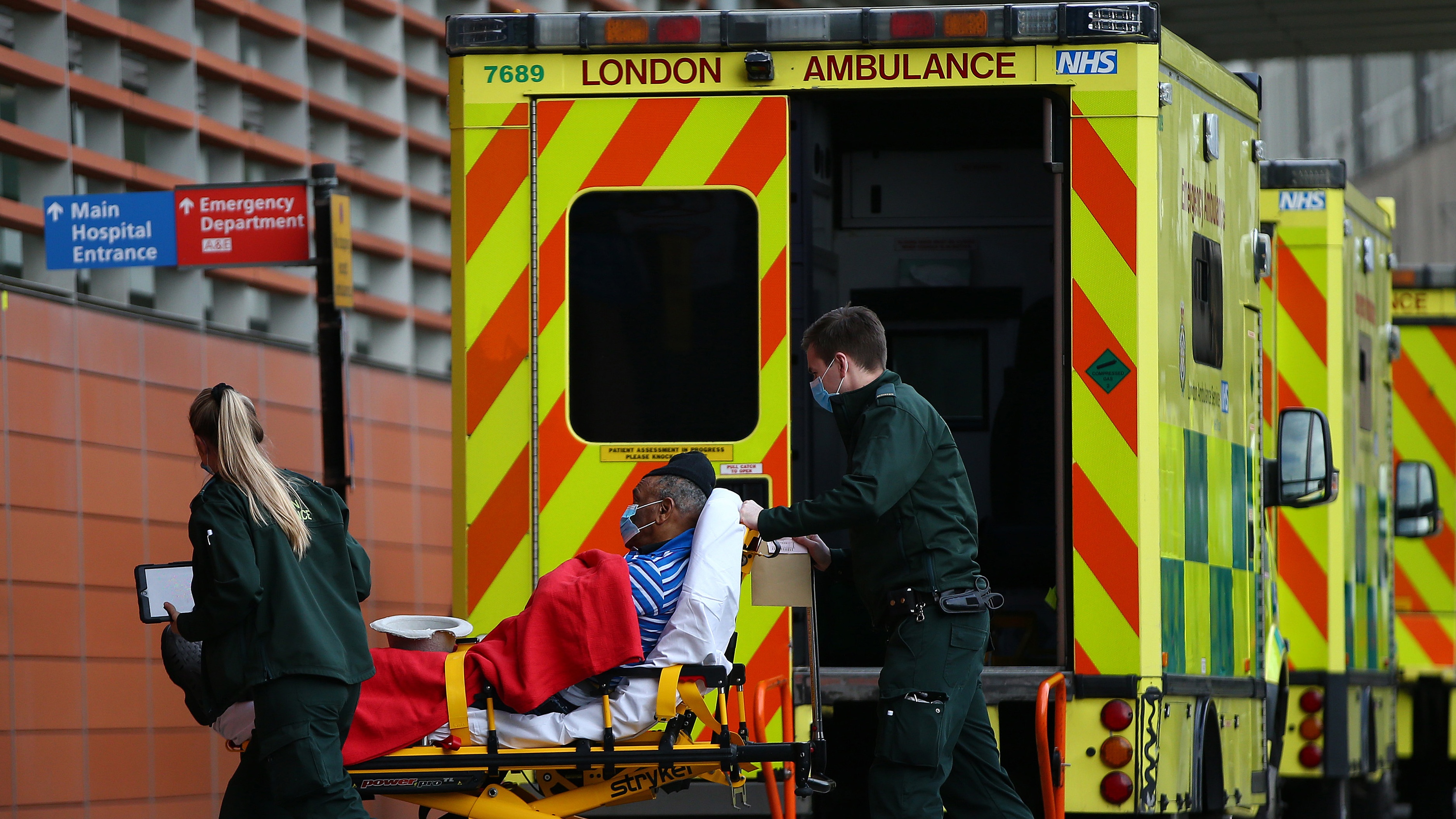 Queue of ambulances outside The Royal London Hospital