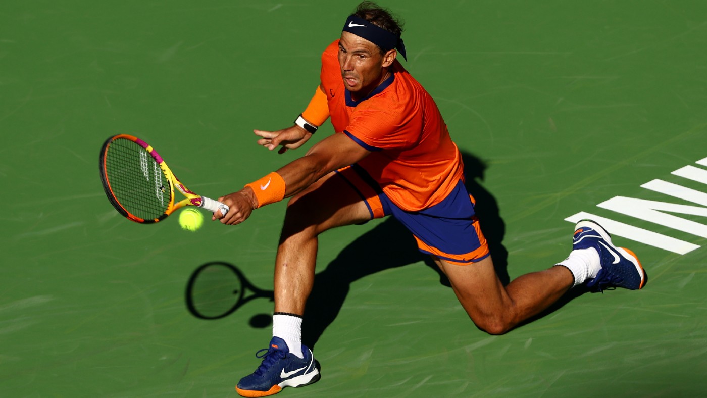Rafael Nadal in action against Sebastian Korda at Indian Wells   