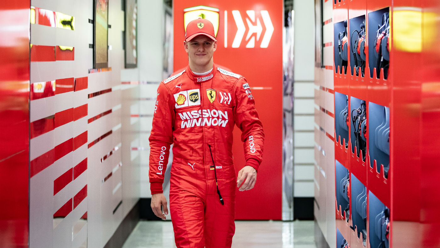 Mick Schumacher tested the Scuderia Ferrari SF90 at Bahrain International Circuit on 2 April  