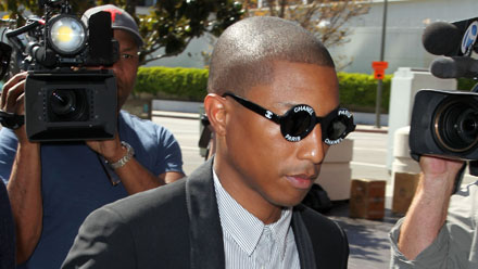 Pharrell Williams arrives in court