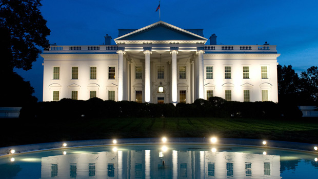 The White House at dusk