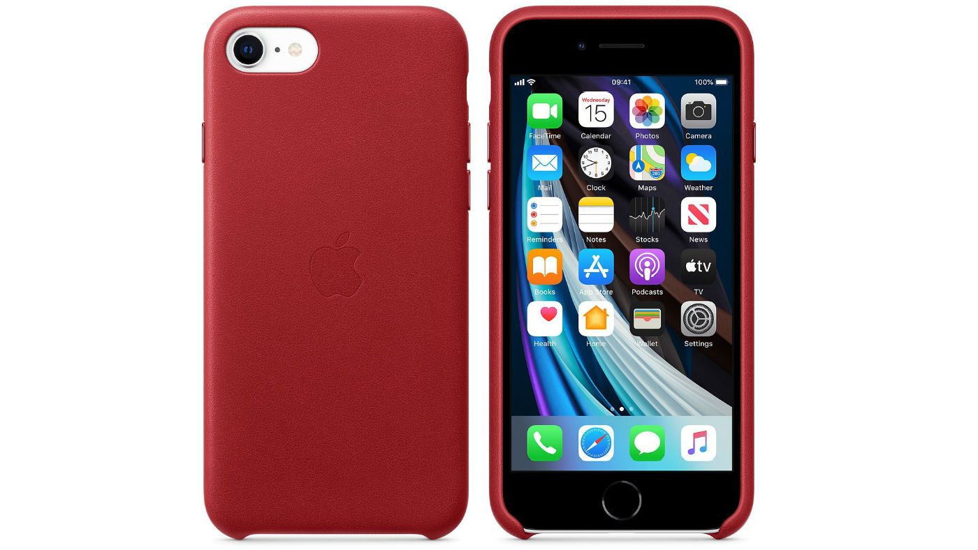 Apple iPhone SE leather case in PRODUCT(RED)