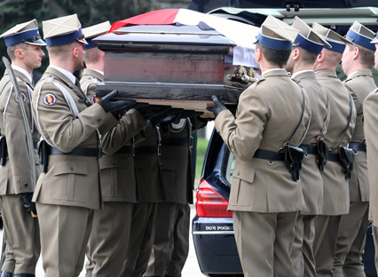 The coffin of Polish president Lech Kaczynski