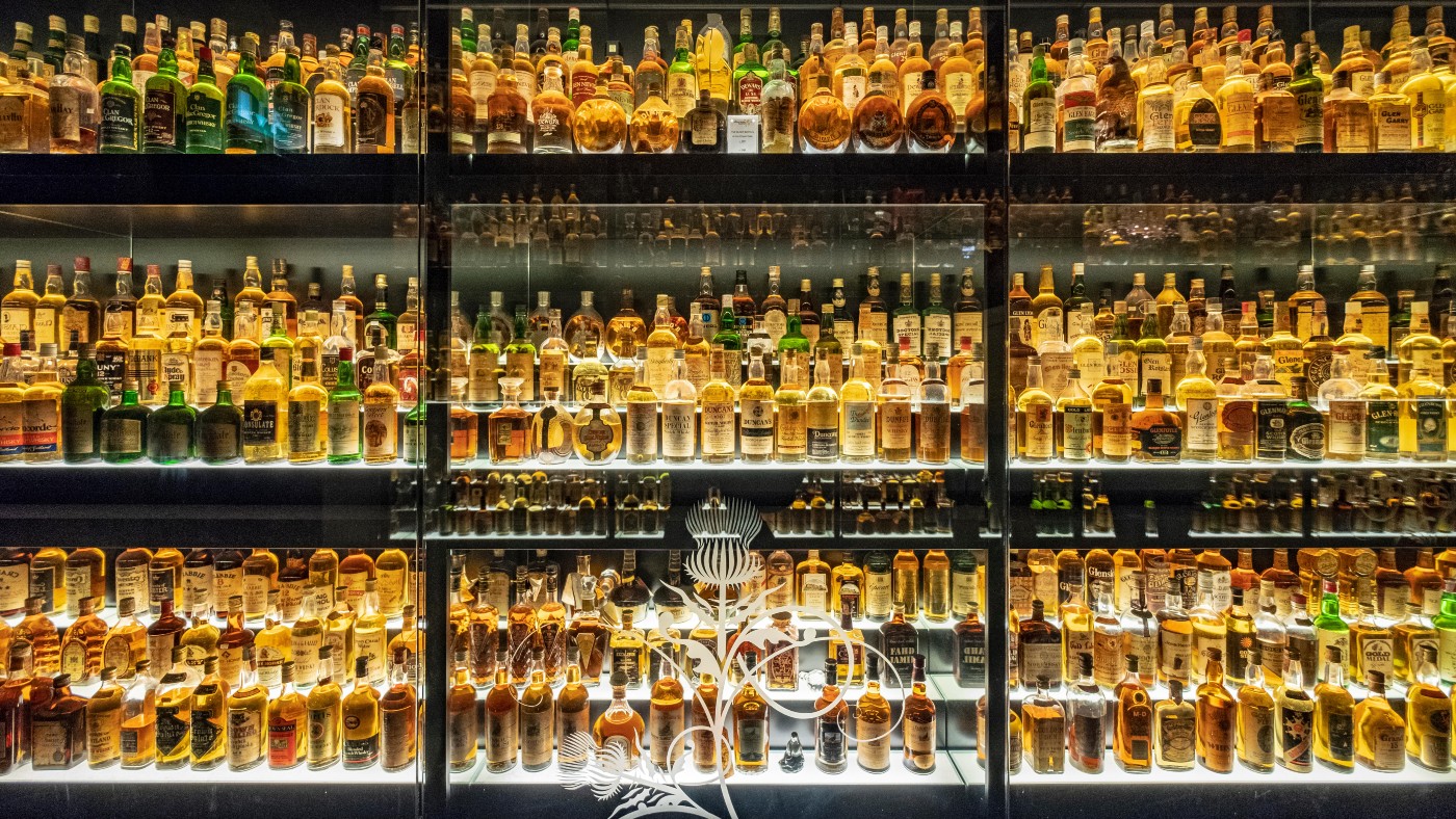Bottles on display at the Scotch Whisky Experience on the Royal Mile in Edinburgh 