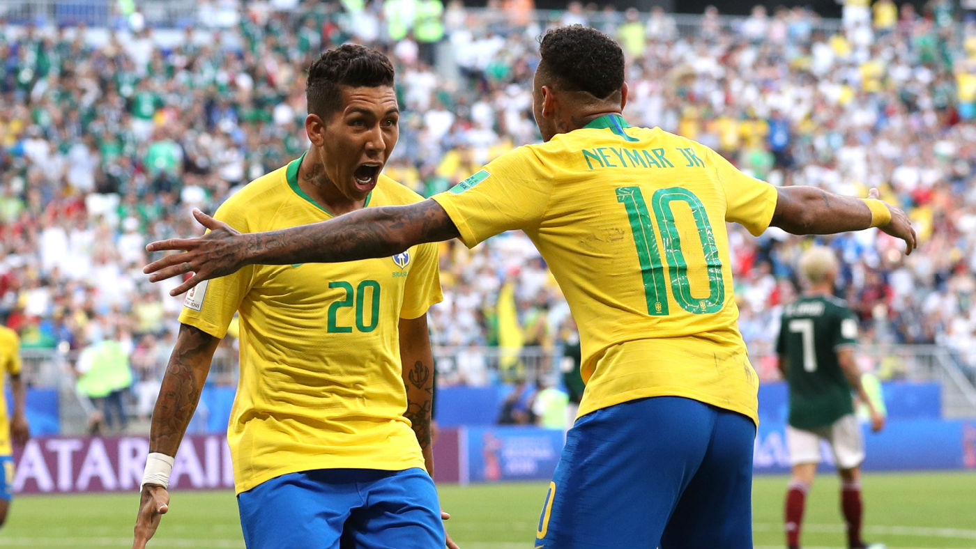 Brazil forwards Roberto Firmino and Neymar