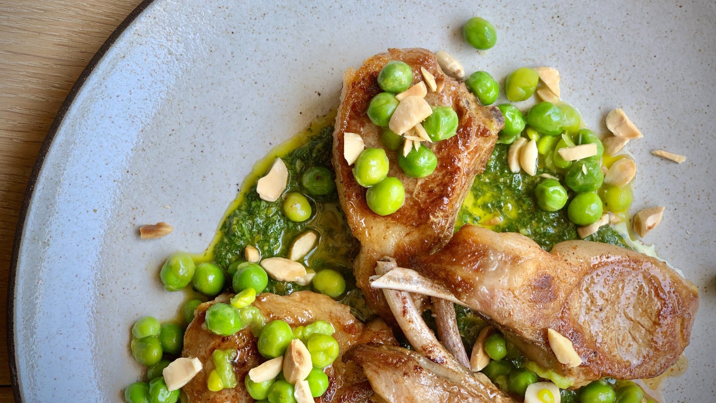 Chimichurri lamb chops with peas recipe