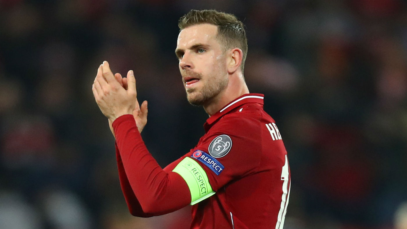 Liverpool skipper Jordan Henderson acknowledges the fans after the win against Porto at Anfield 