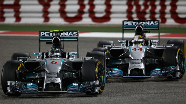 F1 Mercedes team-mates Nico Rosberg and Lewis Hamilton