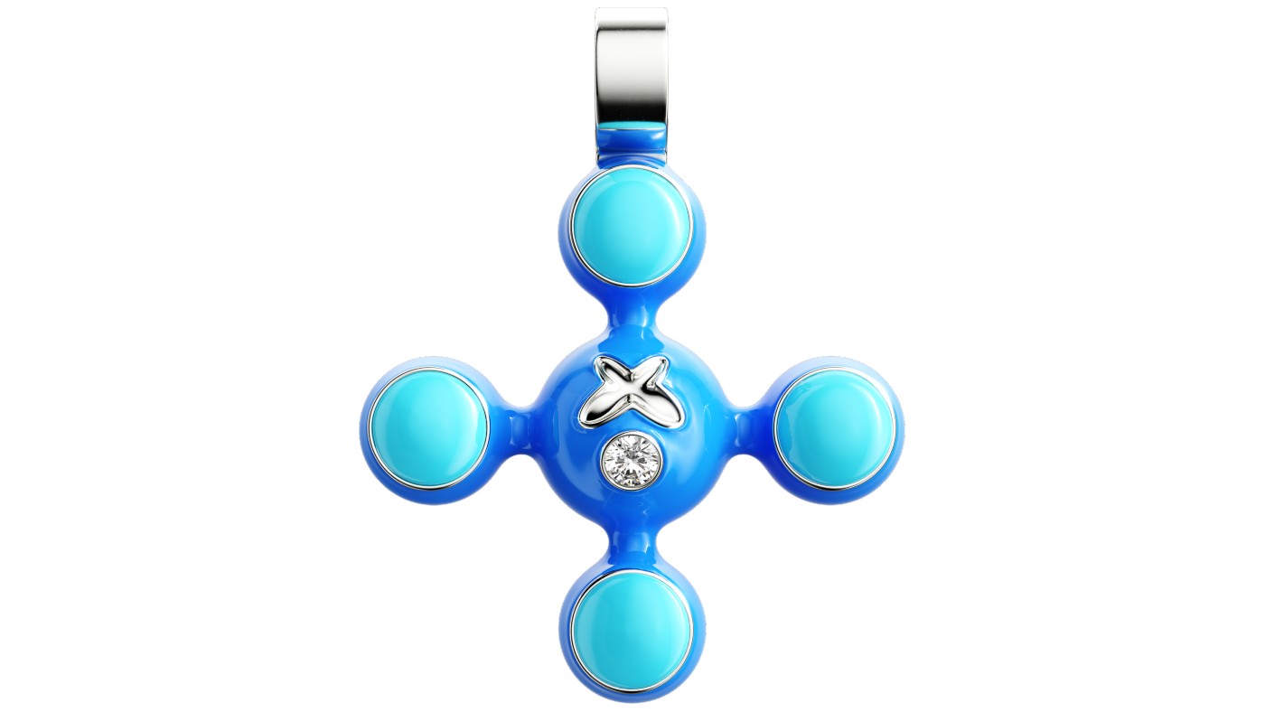 Homer Sphere Cross Pendant in chet blue (£1,263)