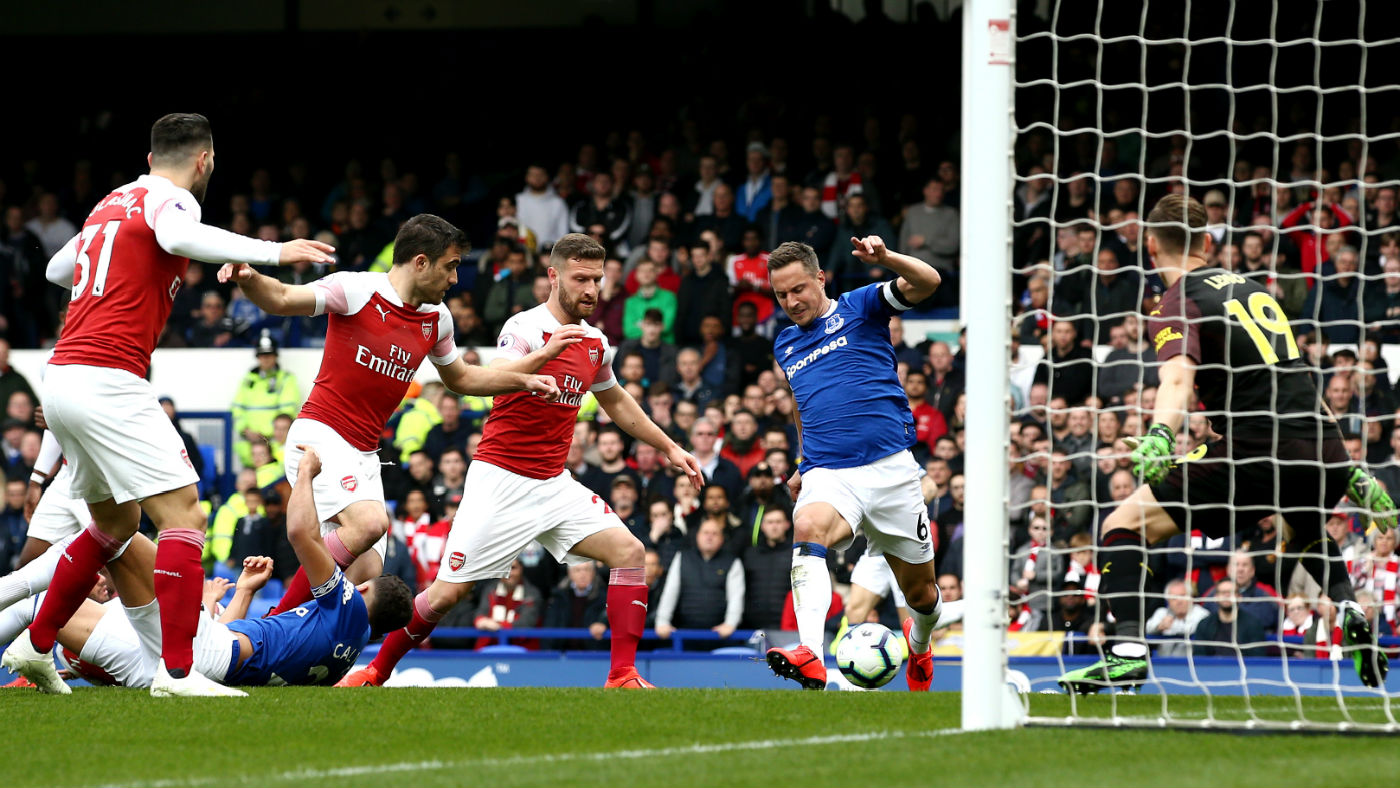 Phil Jagielka scored Everton’s winning goal against Arsenal at Goodison Park 