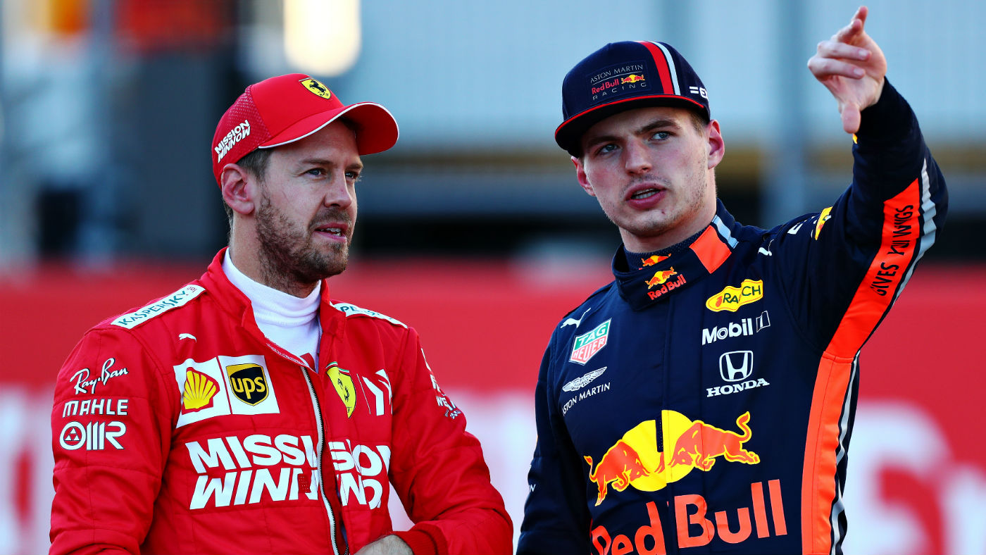 Ferrari driver Sebastian Vettel and Red Bull’s Max Verstappen