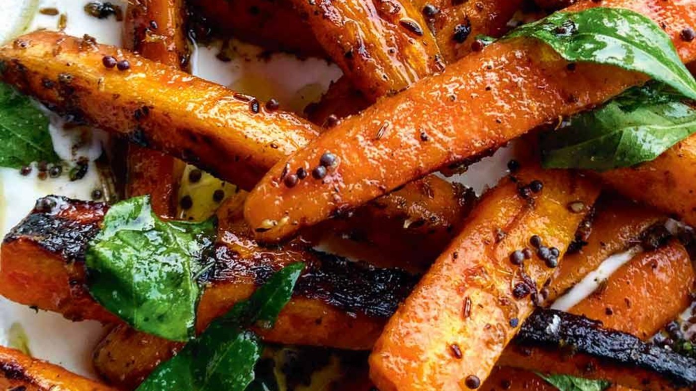 Barbecued marinated carrots