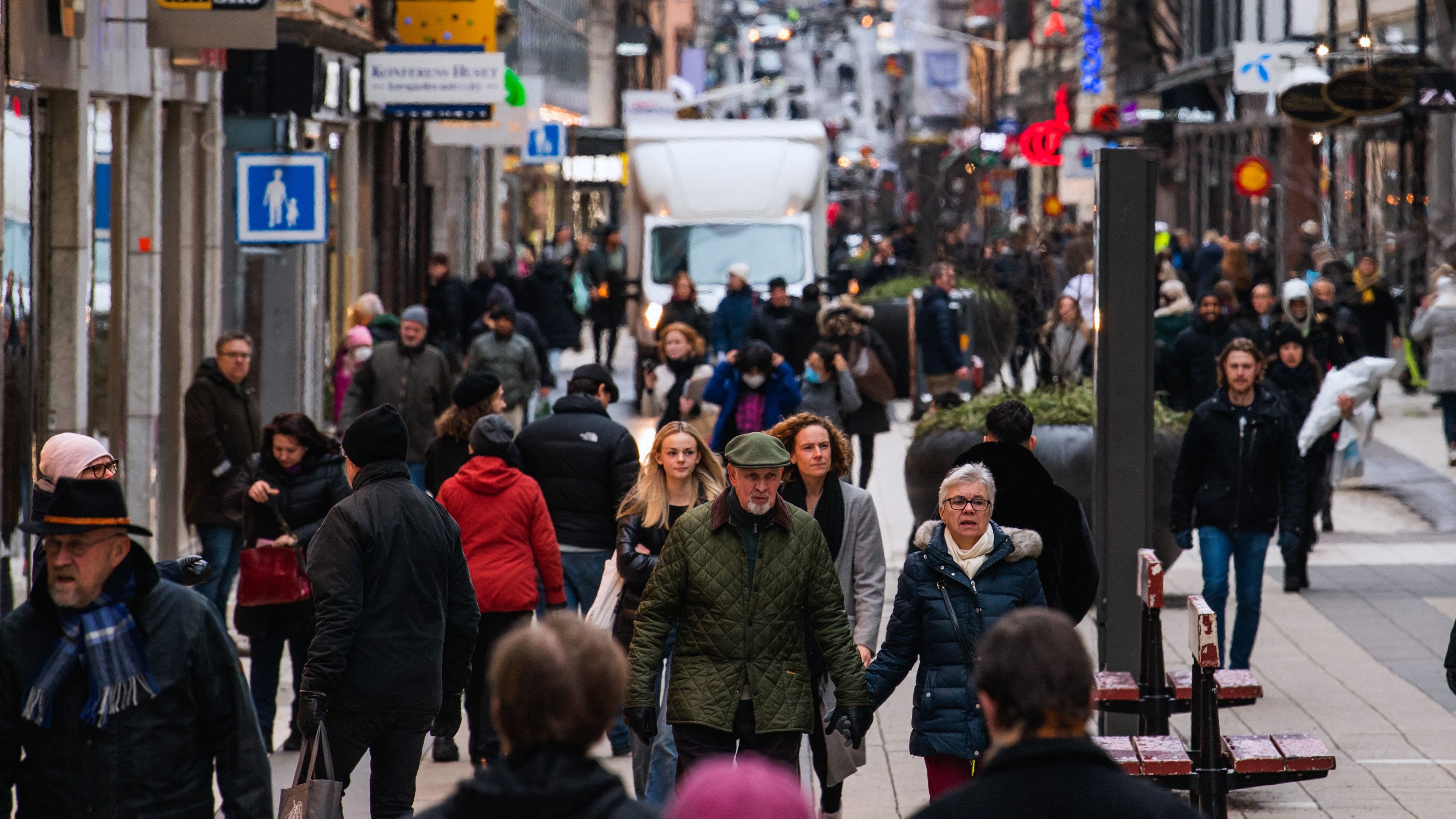 One of Stockholm’s busiest shopping streets in February 2021