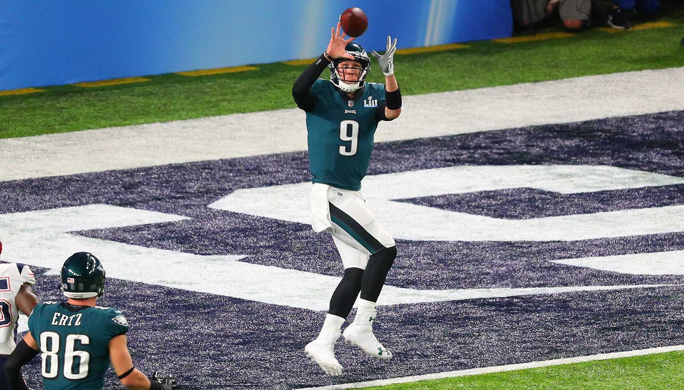 Eagles quarterback Nick Foles catching his record-setting touchdown