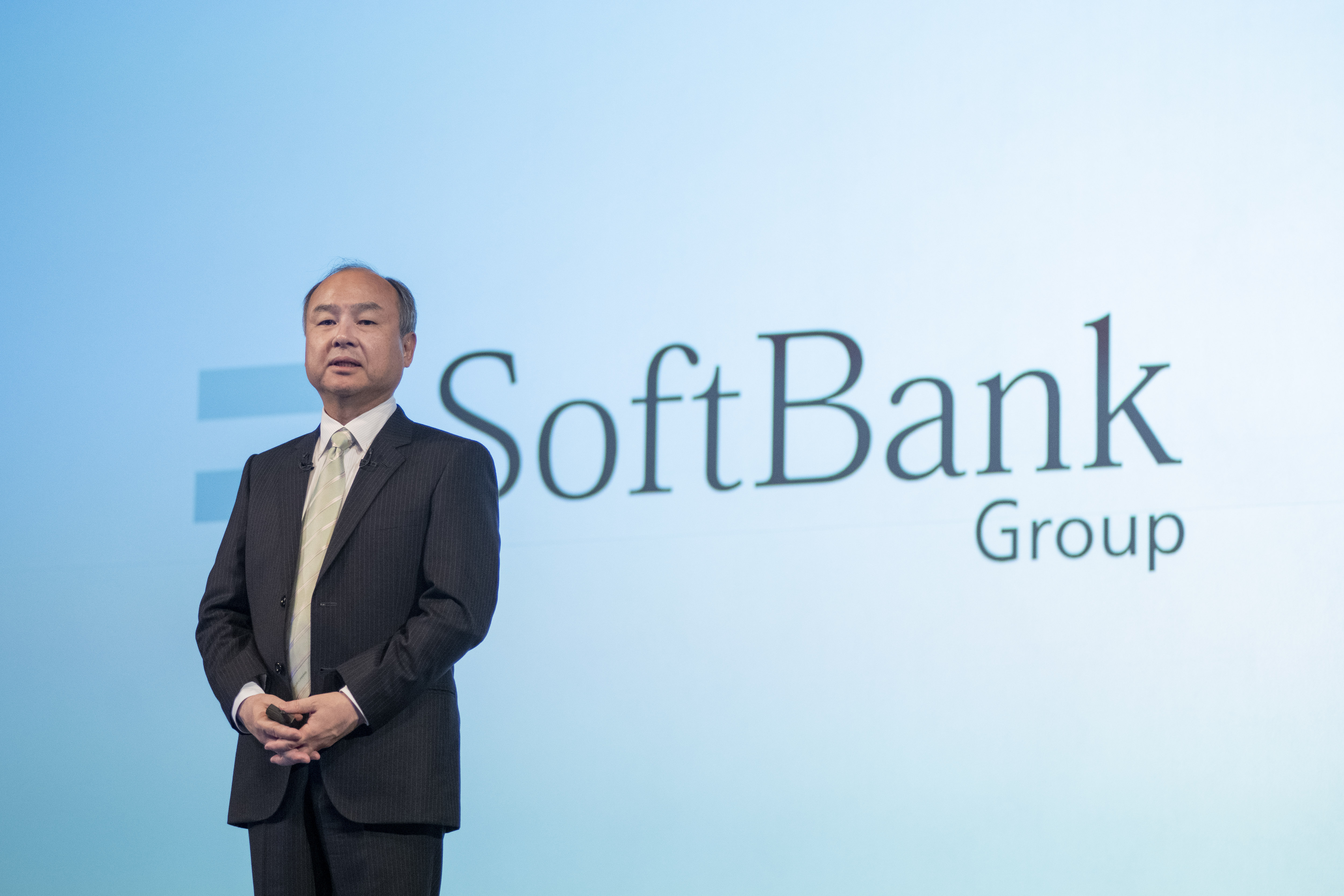 Masayoshi Son, chairman and chief executive officer of SoftBank Group Corp., speaks during a news conference in Tokyo, Japan, on Wednesday, Feb. 12, 2020. SoftBanklost money in its Vision Fun