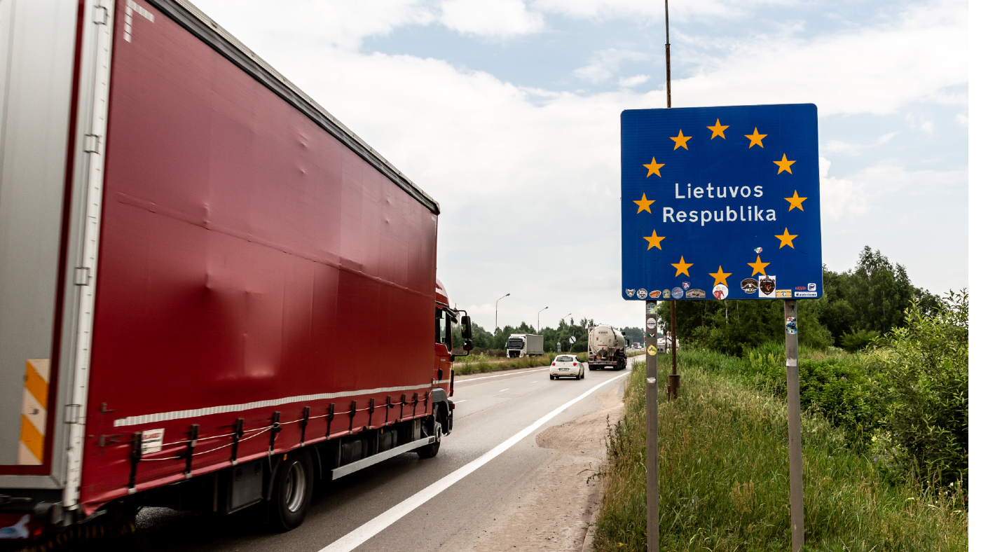 A lorry enters Lithuania