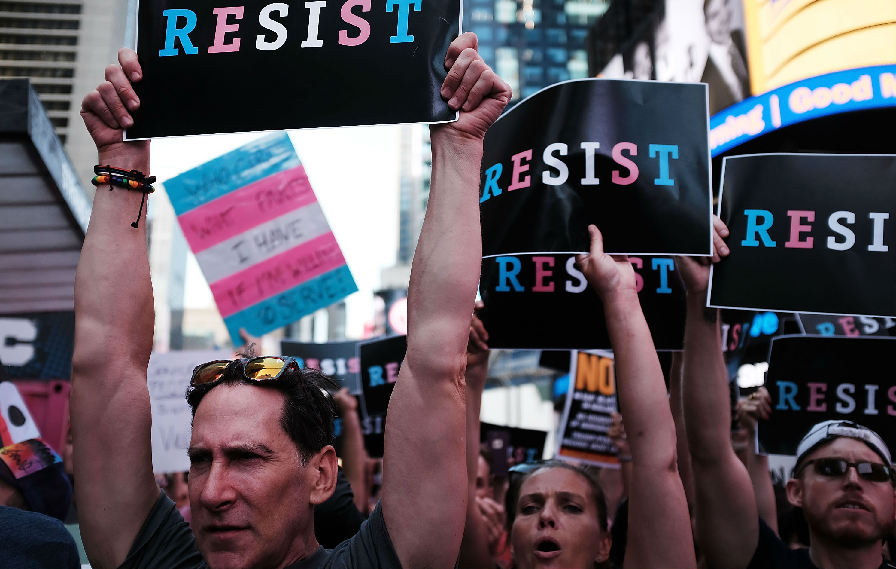 US protest - transgender military ban 