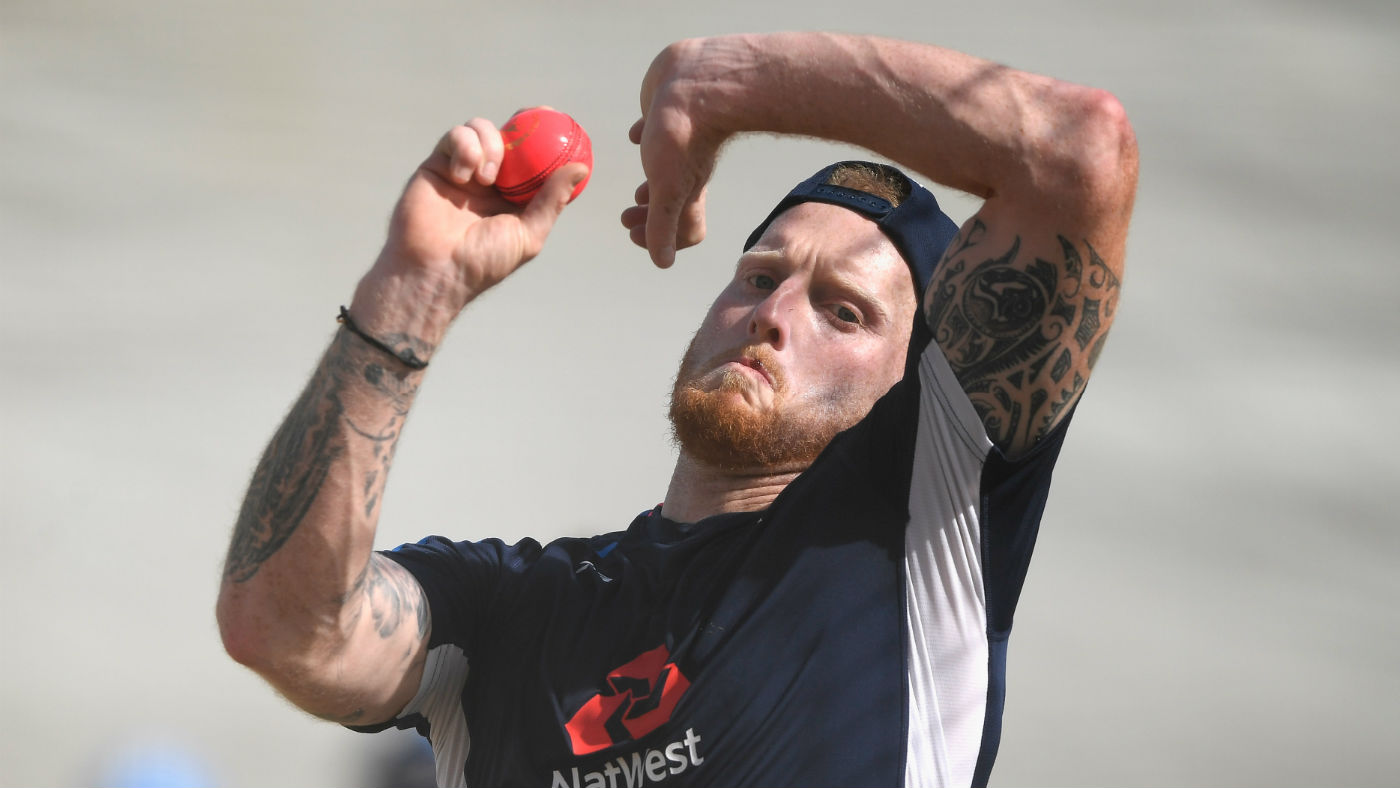 Stokes bowling in a training session for England