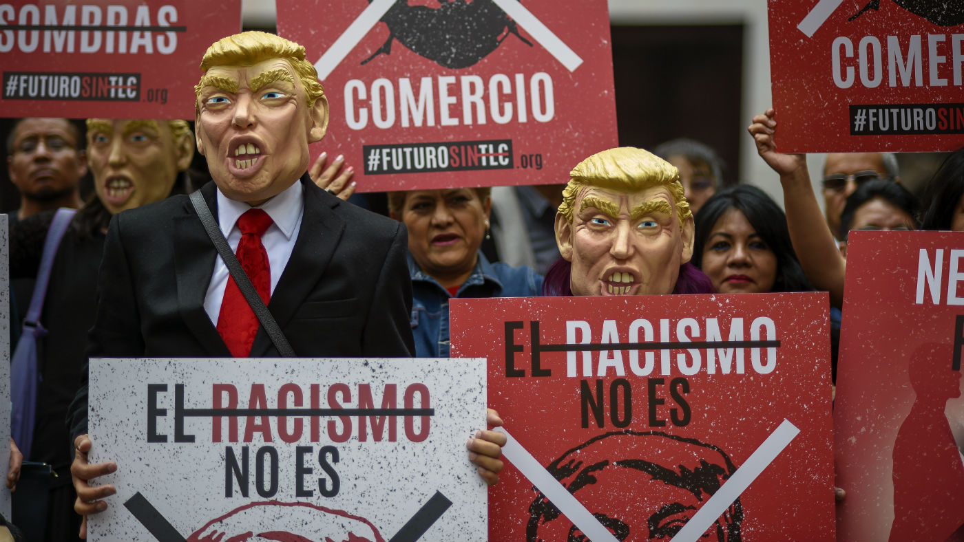 Workers of the National Autonomous University of Mexico union protest against Nafta