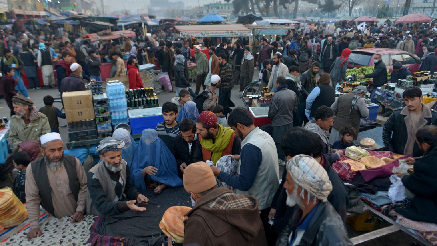 Afghans at a street market