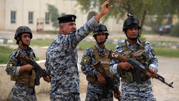 Iraqi soldiers on patrol in Baghdad
