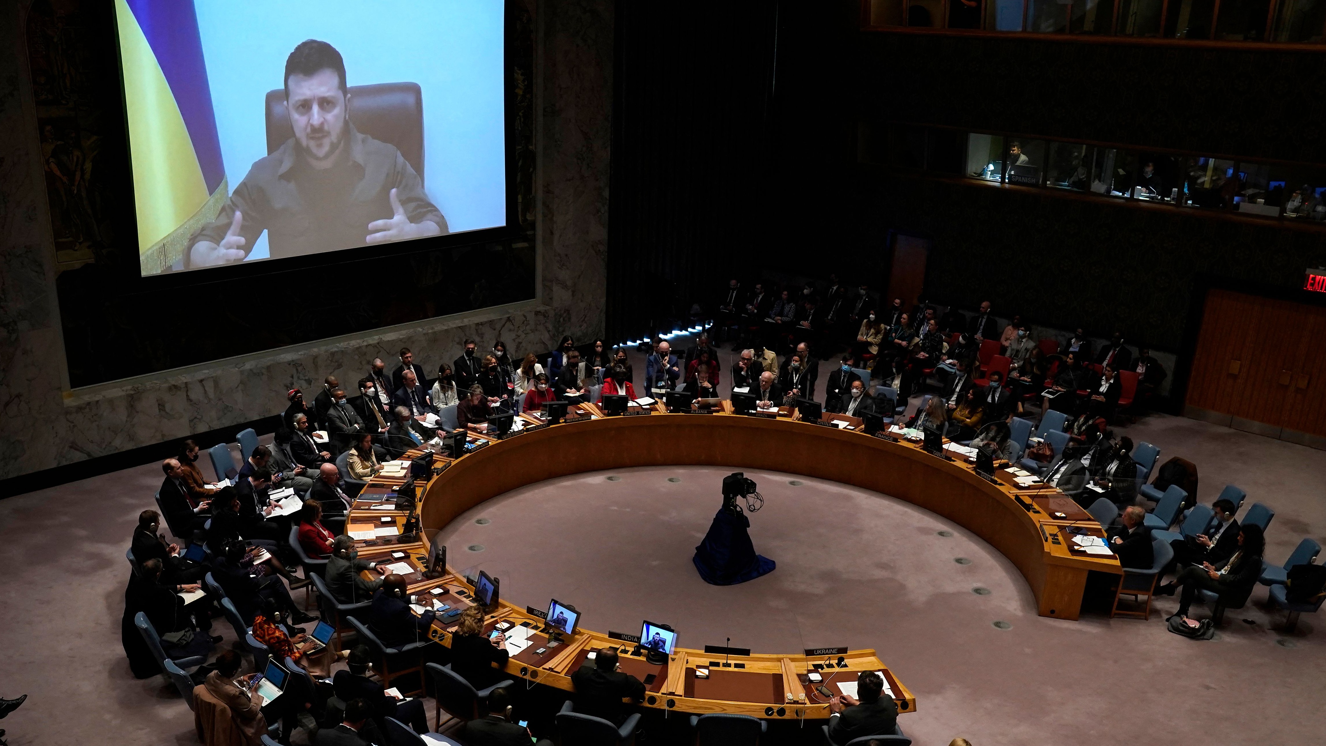 President Volodymyr Zelenskyy addresses the UN Security Council