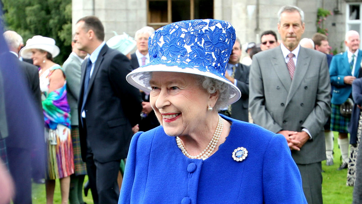The Queen at a garden party in Balmoral, Scotland